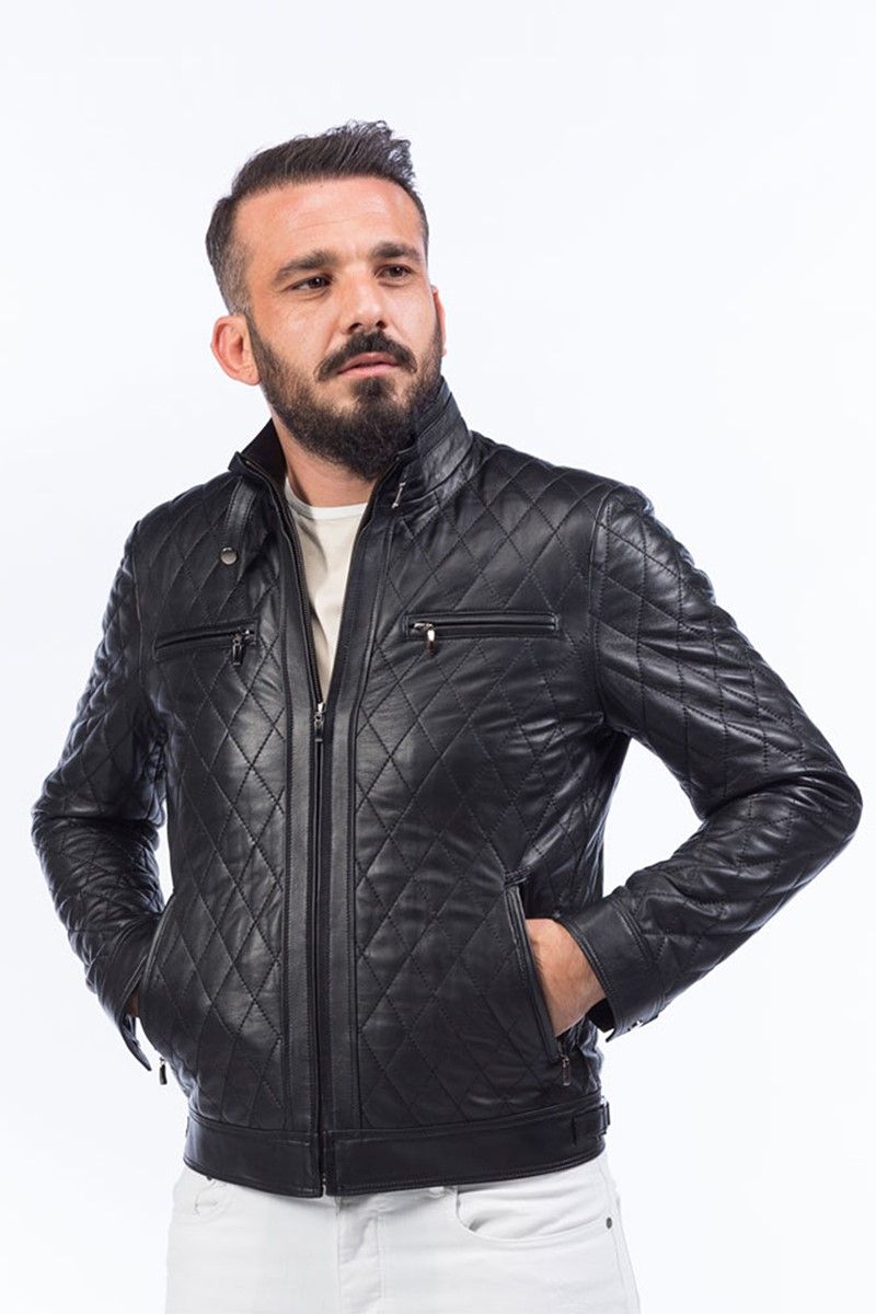 Men's Real Leather Jacket - Black #319097