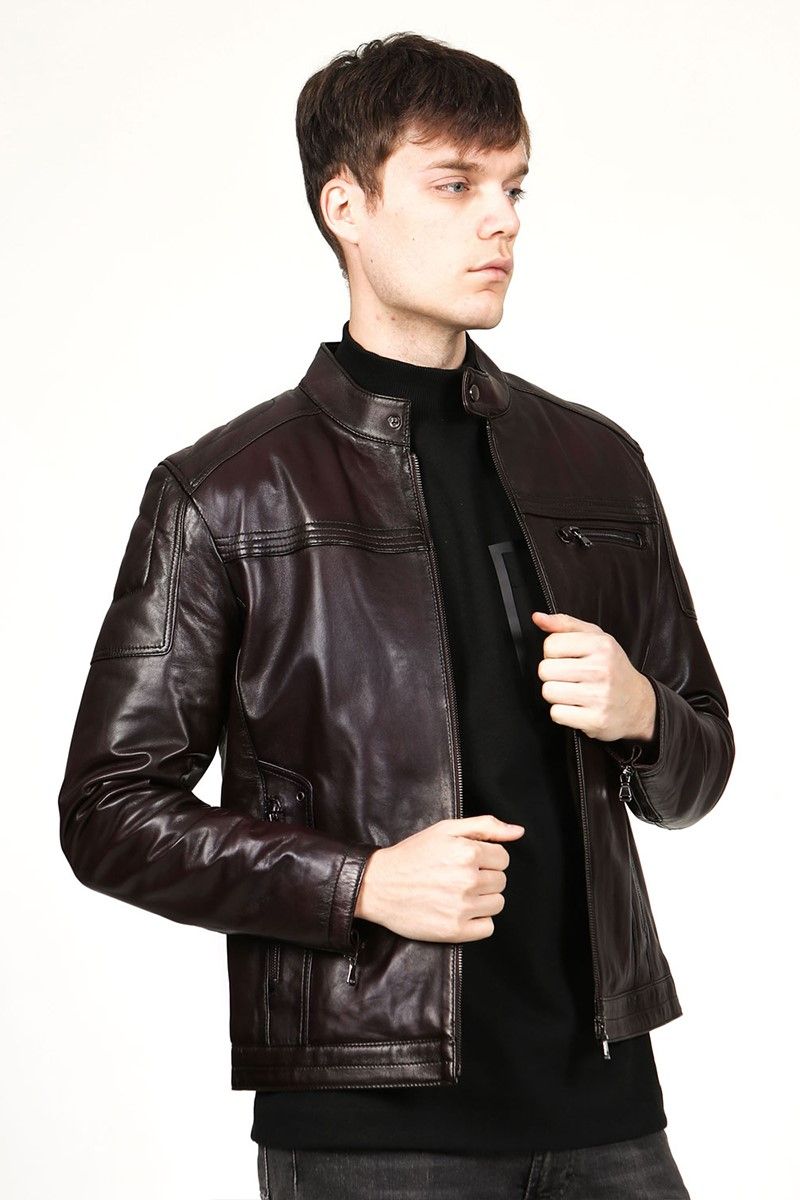 Men's Real Leather Jacket - Brown #317688
