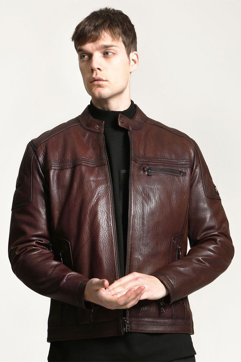 Men's Real Leather Jacket - Brown #319144