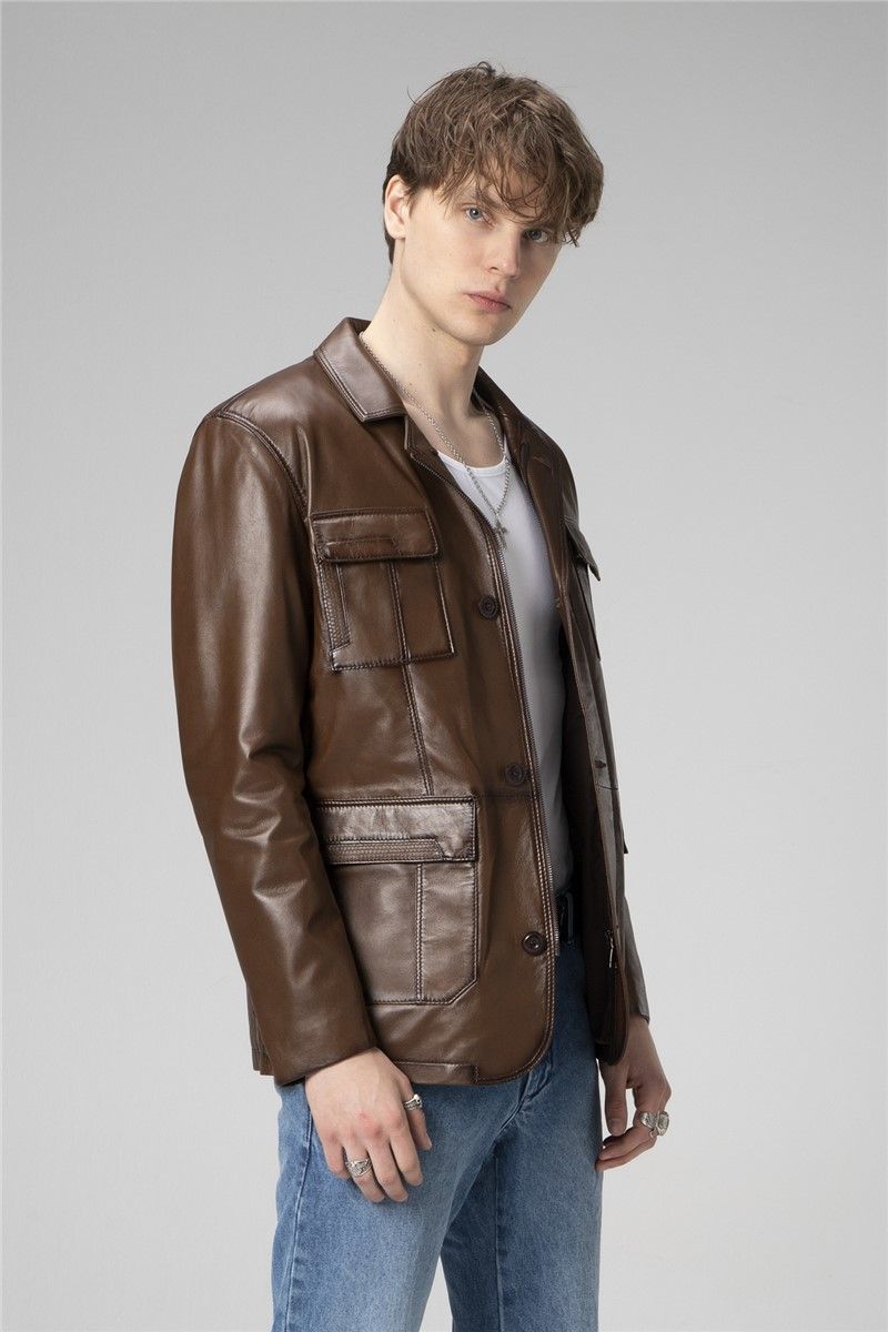 DERİCLUB Men's Genuine Leather Jacket E1031/2 - Camel #358849