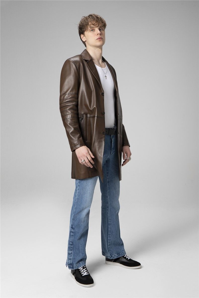 Men's Genuine Leather Slipper E2031 - Camel #358861