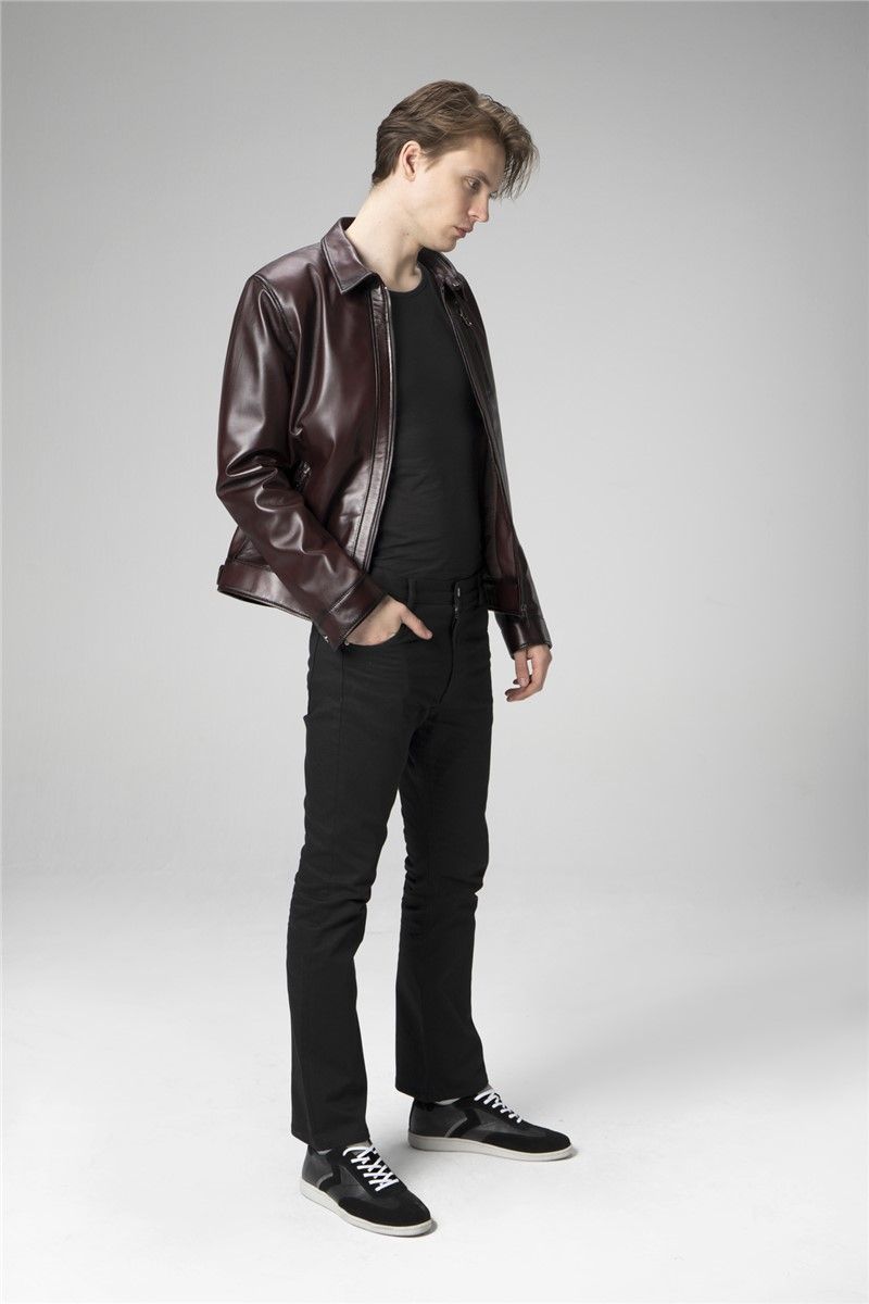 Men's Genuine Leather Jacket E7502 - Dark Brown #334693