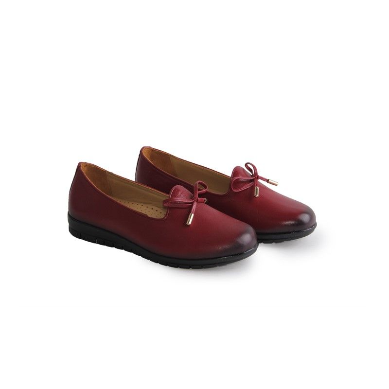 Women's Real Leather Shoes - Burgundy #318551