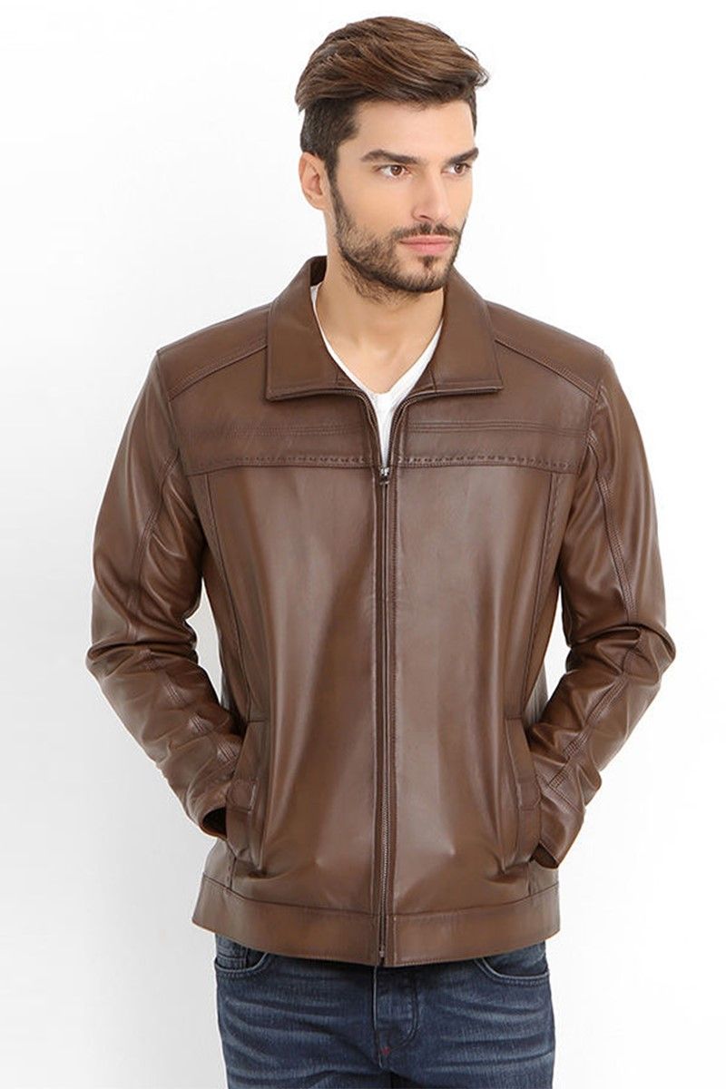 Men's leather jacket - Brown #318387