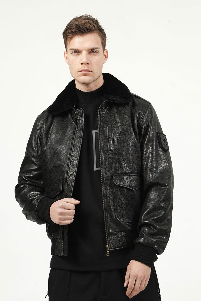 DERİCLUB Men's leather coat - Black #318392