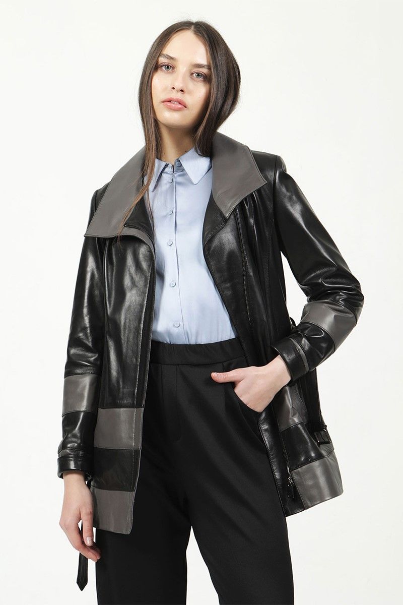 Women's leather jacket - Black #318764