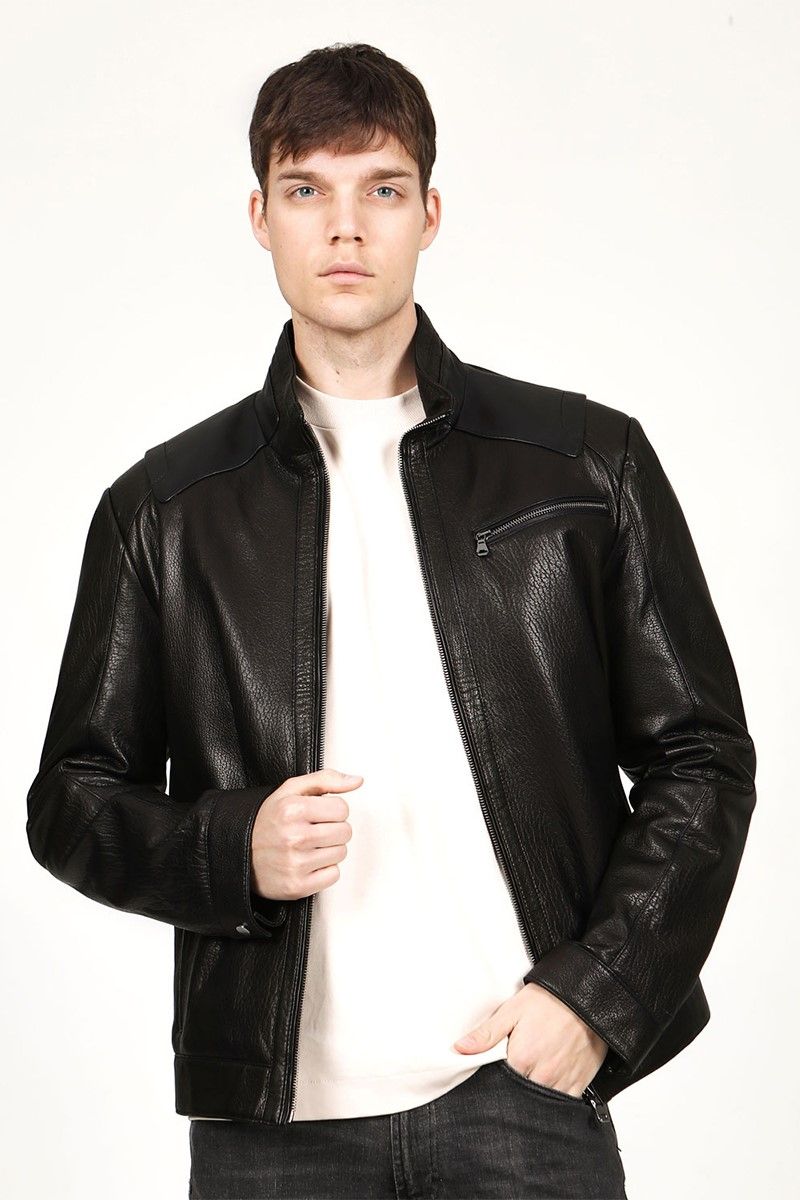 Men's Real Leather Jacket - Black #318839