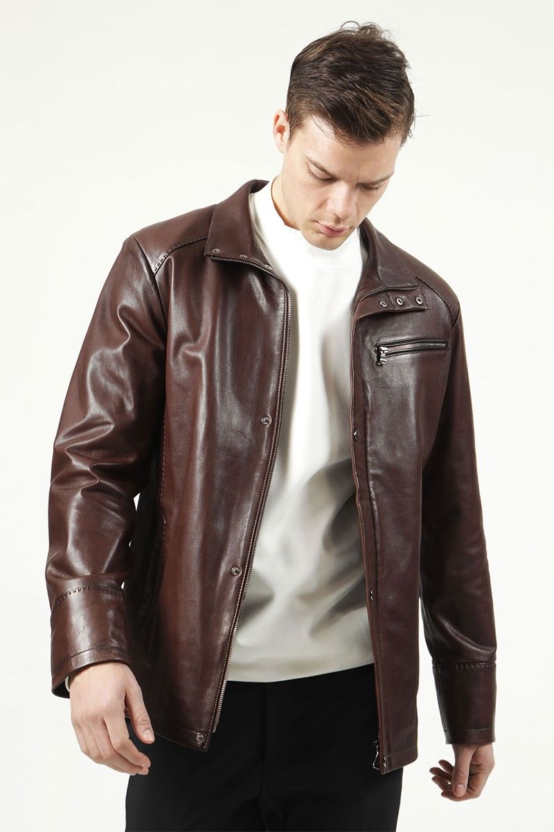 Men's leather jacket SDX-2022 - Dark brown #319225