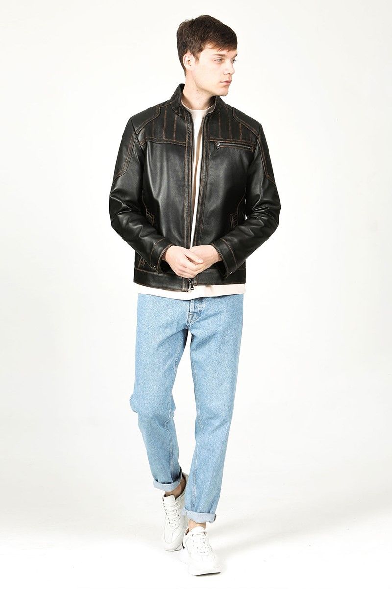Men's leather jacket SDX-2024 - Black #319226