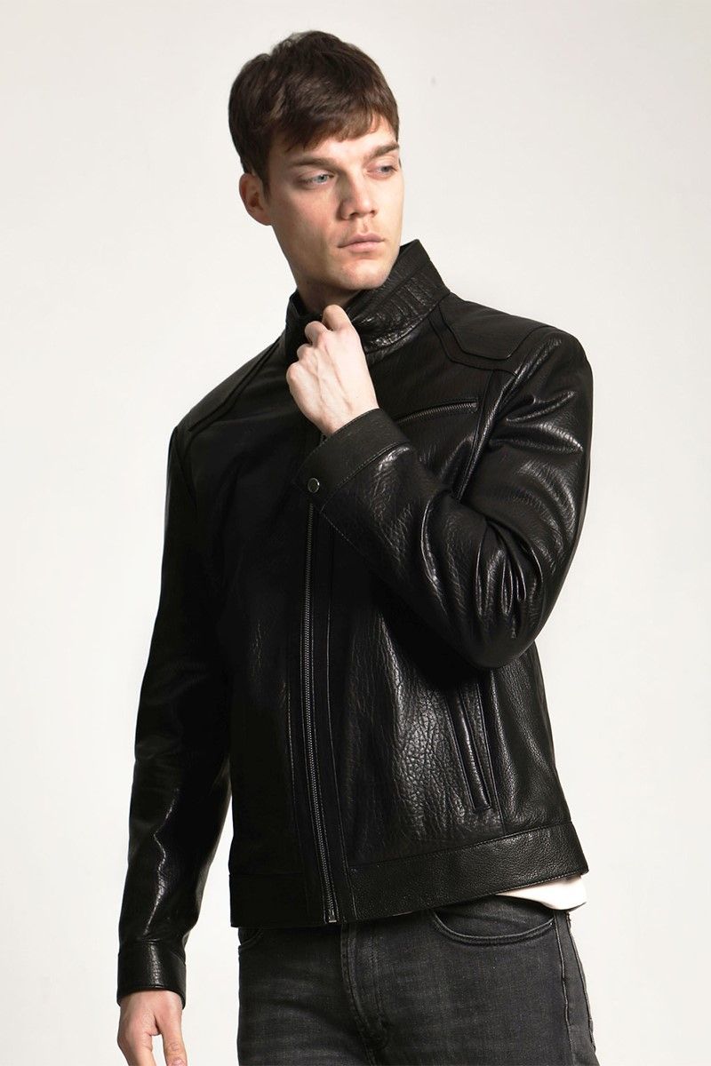 Men's Real Leather Jacket - Black #319228