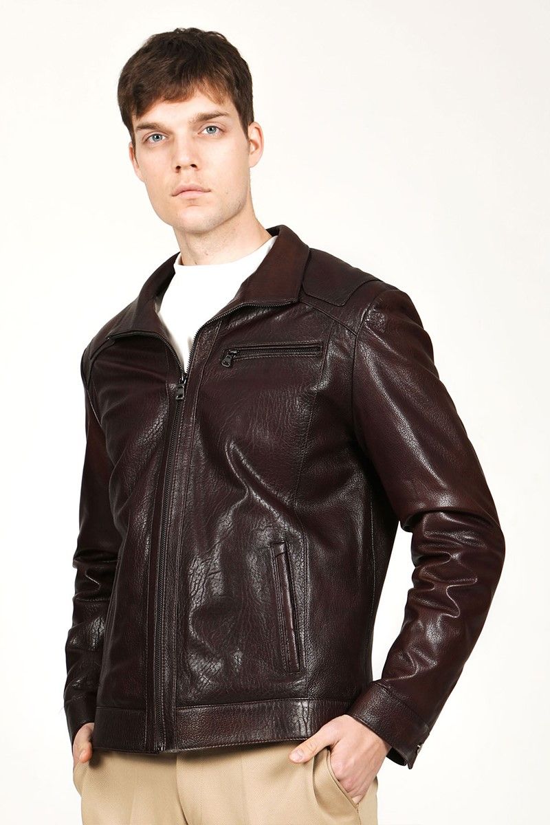 Men's leather jacket SDX-2025 - Dark brown #319230