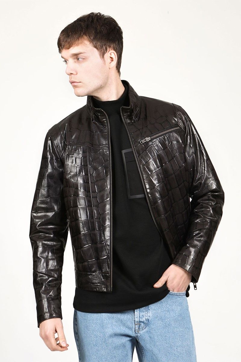 Men's Real Leather Jacket - Black #319231