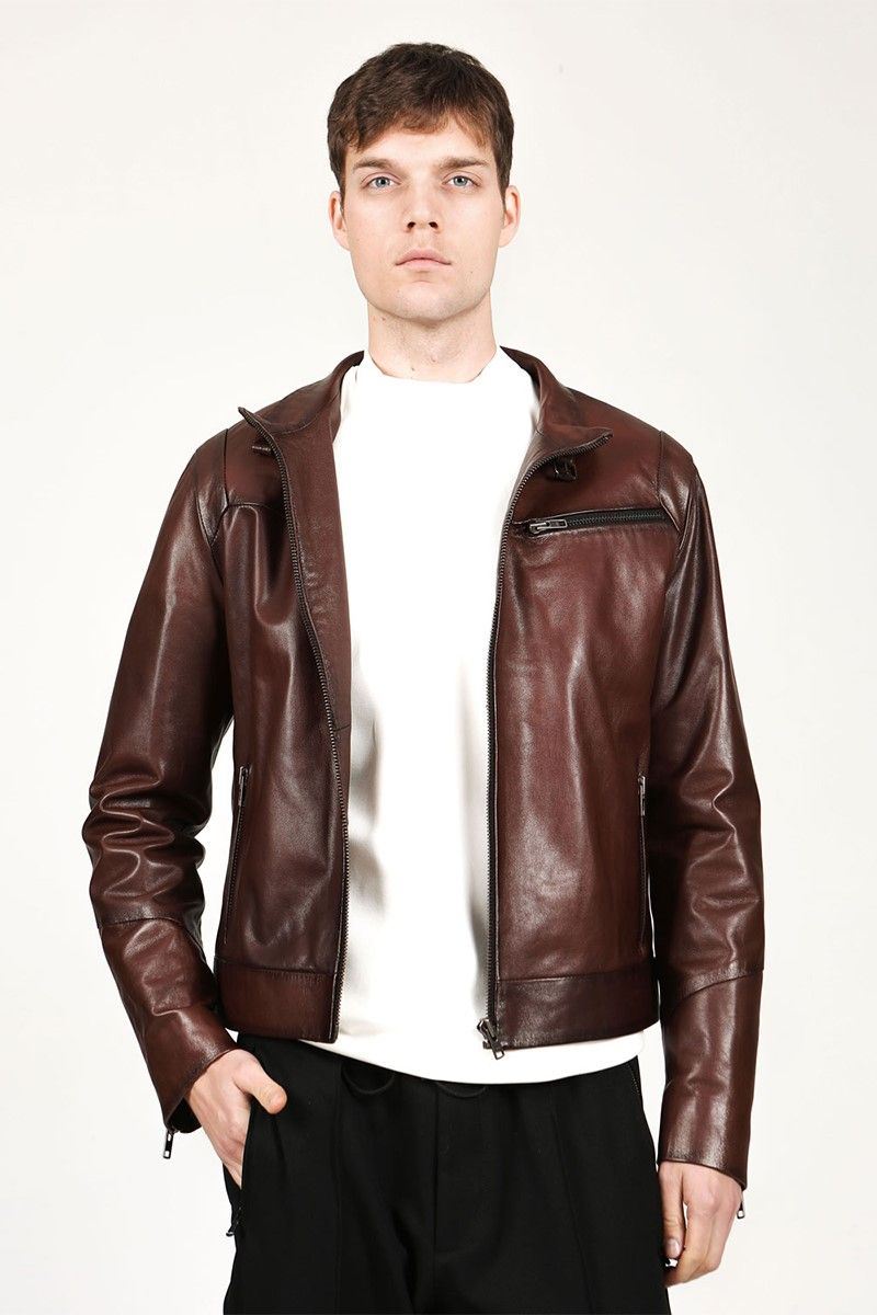 Men's Real Leather Jacket - Brown #319236