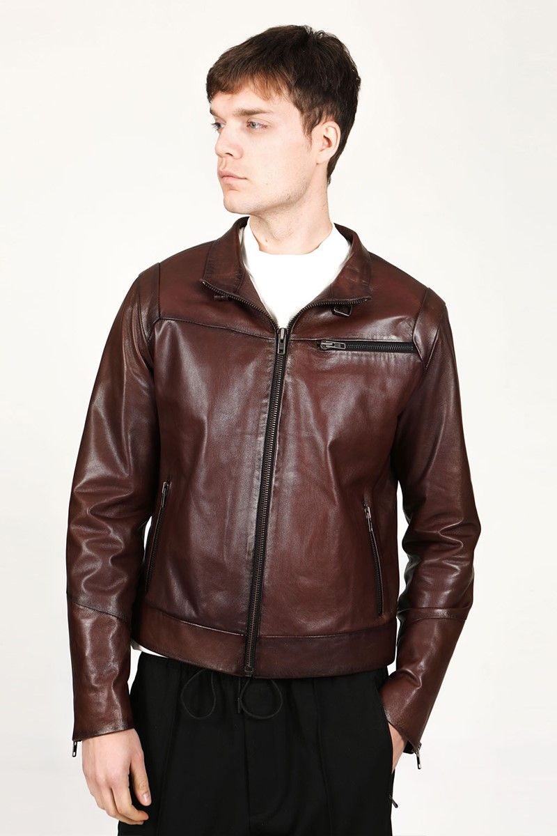 Men's Real Leather Jacket - Brown #319234