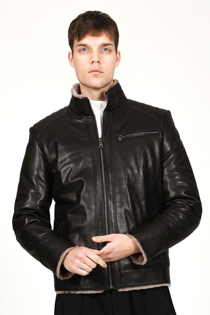 Men's leather coat SDX-2027 - Black #319237