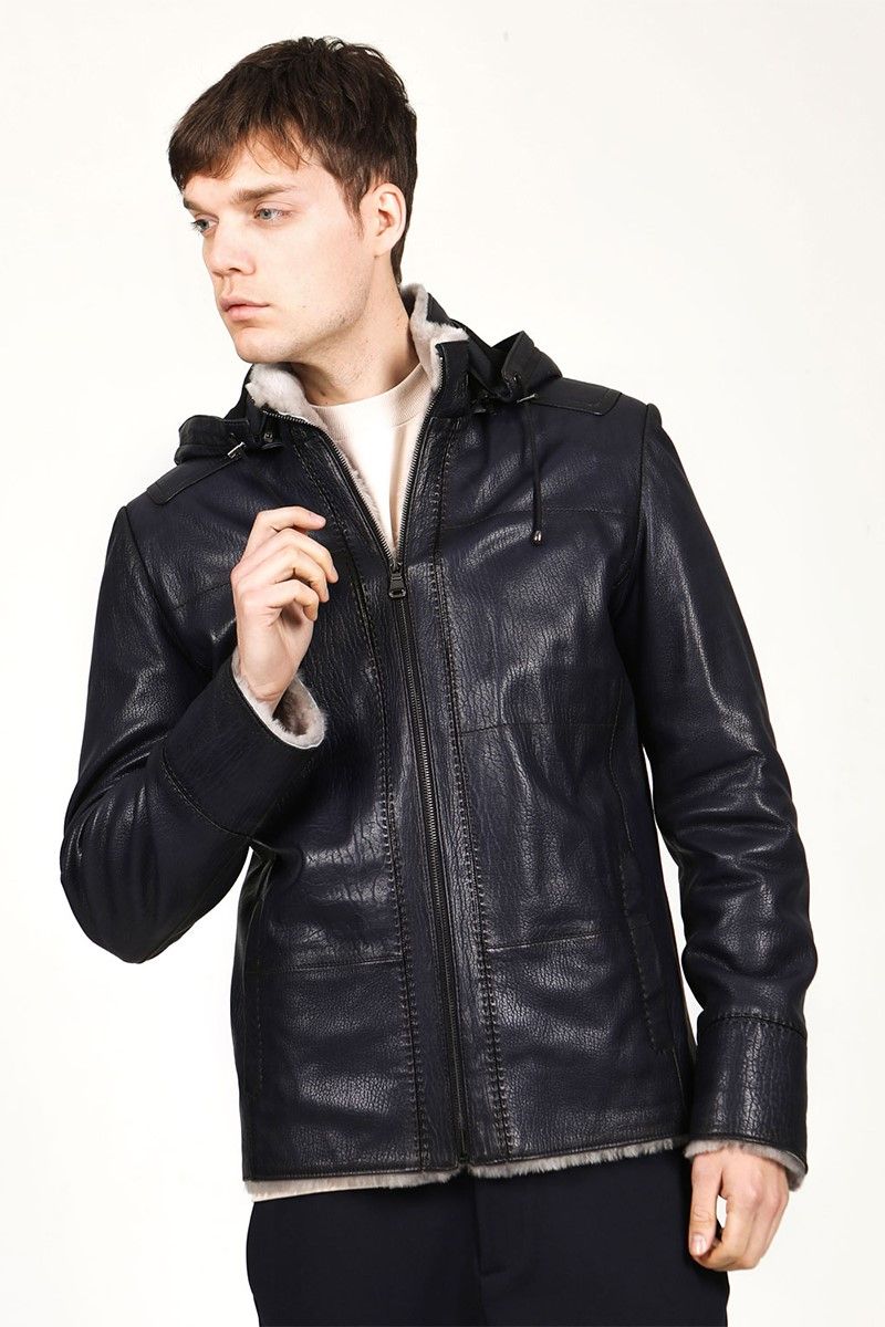 Men's leather coat SDX-2028 - Black #319241