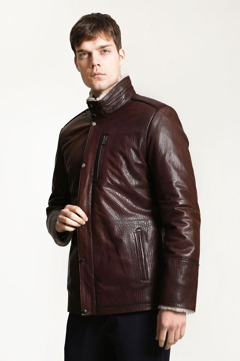 Men's Real Leather Coat - Brown #319247