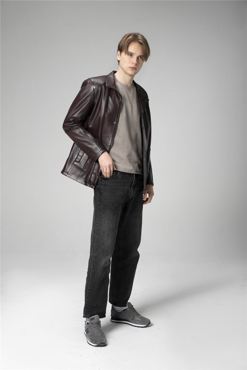 Men's Genuine Leather Jacket SDX2225 - Dark Brown #359240