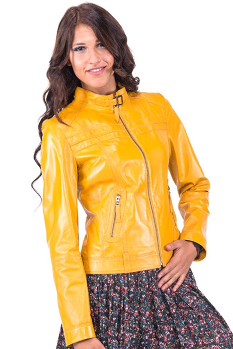 Women's leather jacket YB-2028 - Yellow #319313