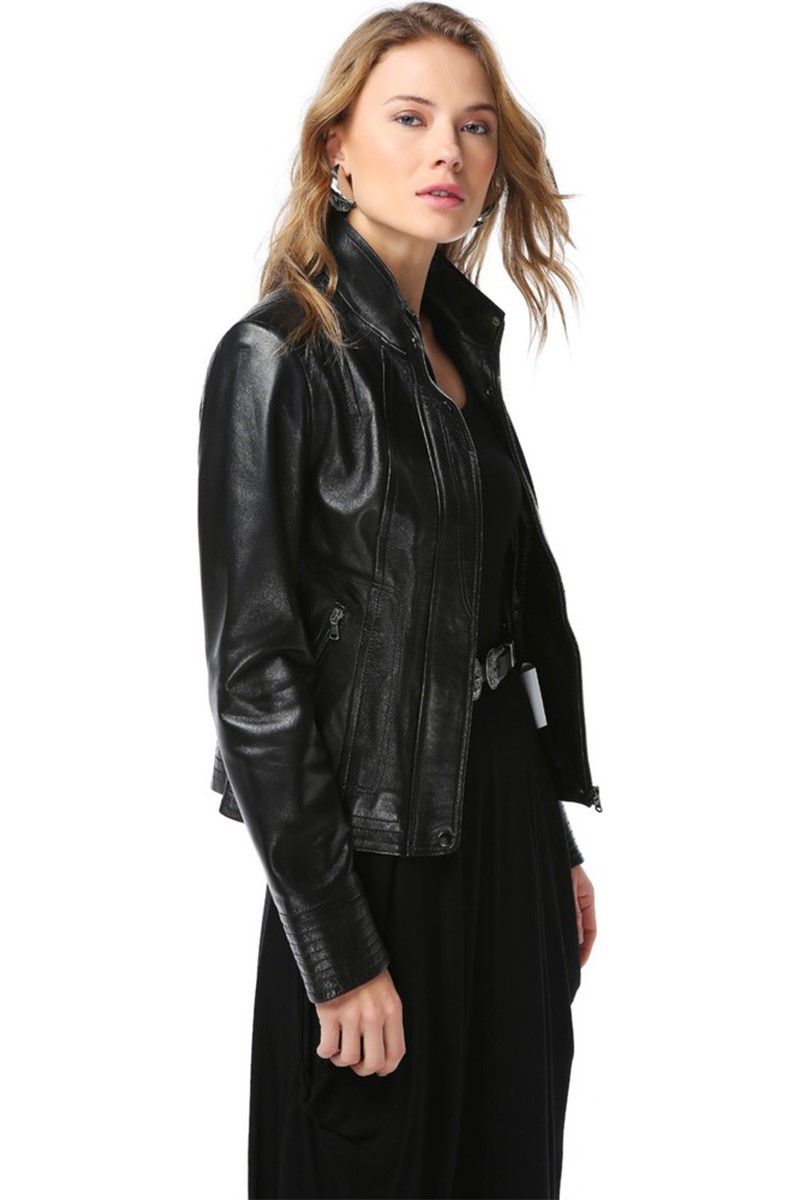 Women's leather jacket YB-2036 - Black #319344