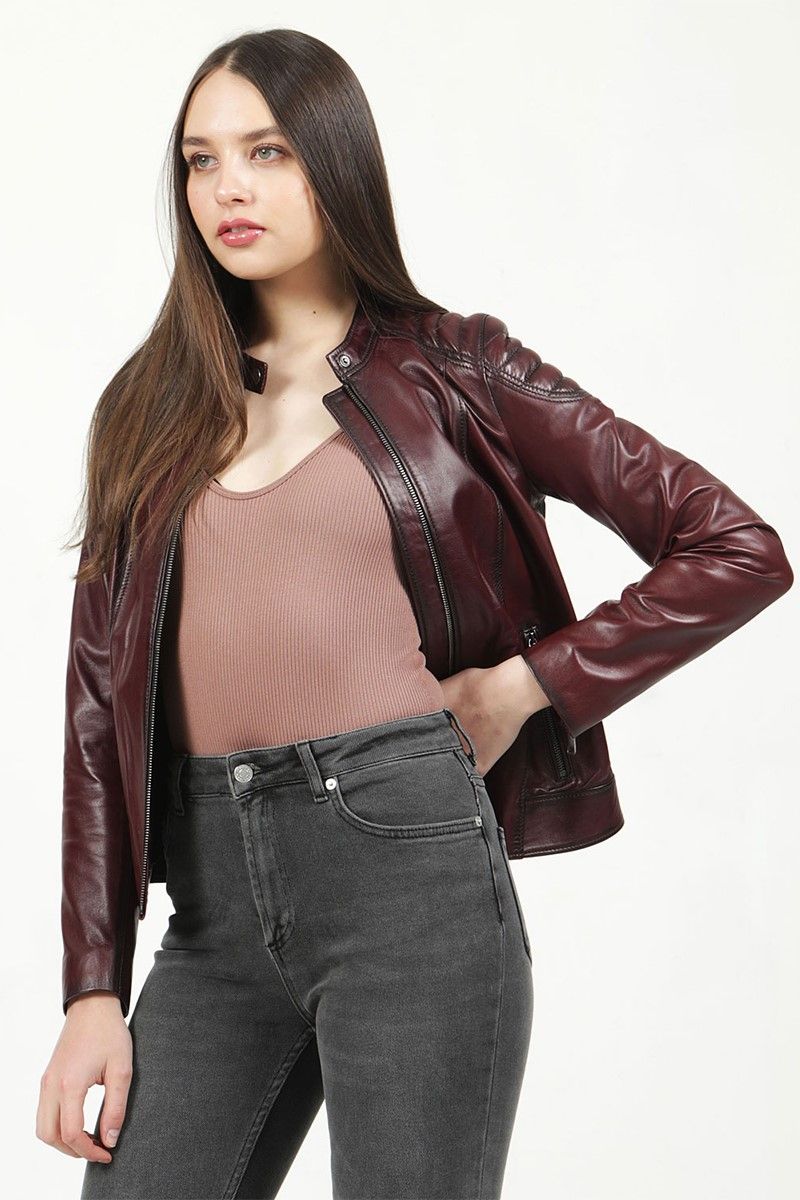 Women's leather jacket YB-2156 - Bordeaux #317991