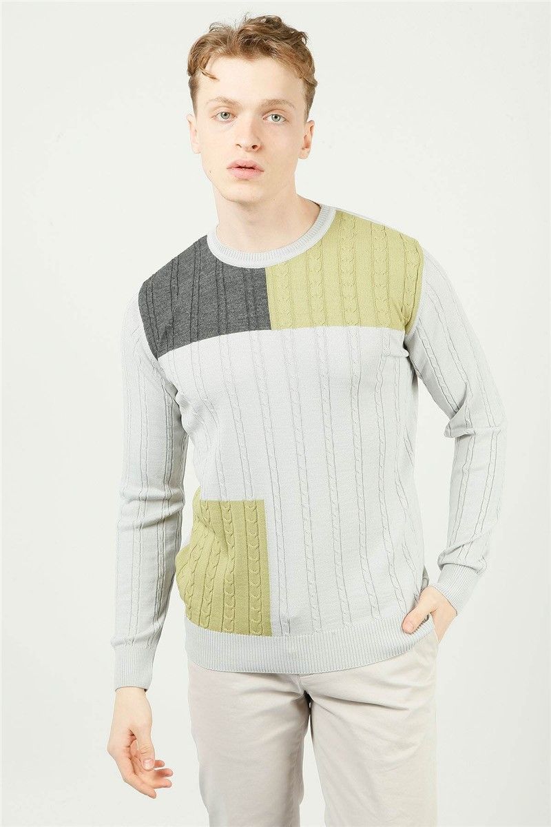 Men's knitted sweater - Light gray #323783