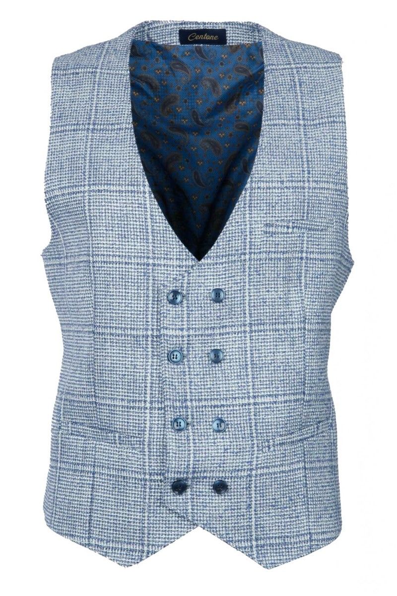 Men's plaid vest - Light blue #333133