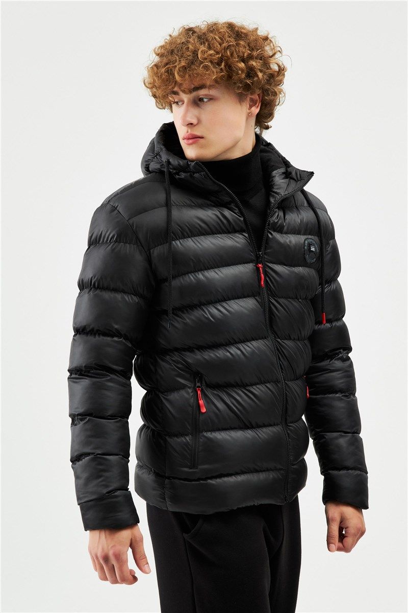 Muška vodootporna i vjetrootporna jakna s kapuljačom M-220 - crna #408308