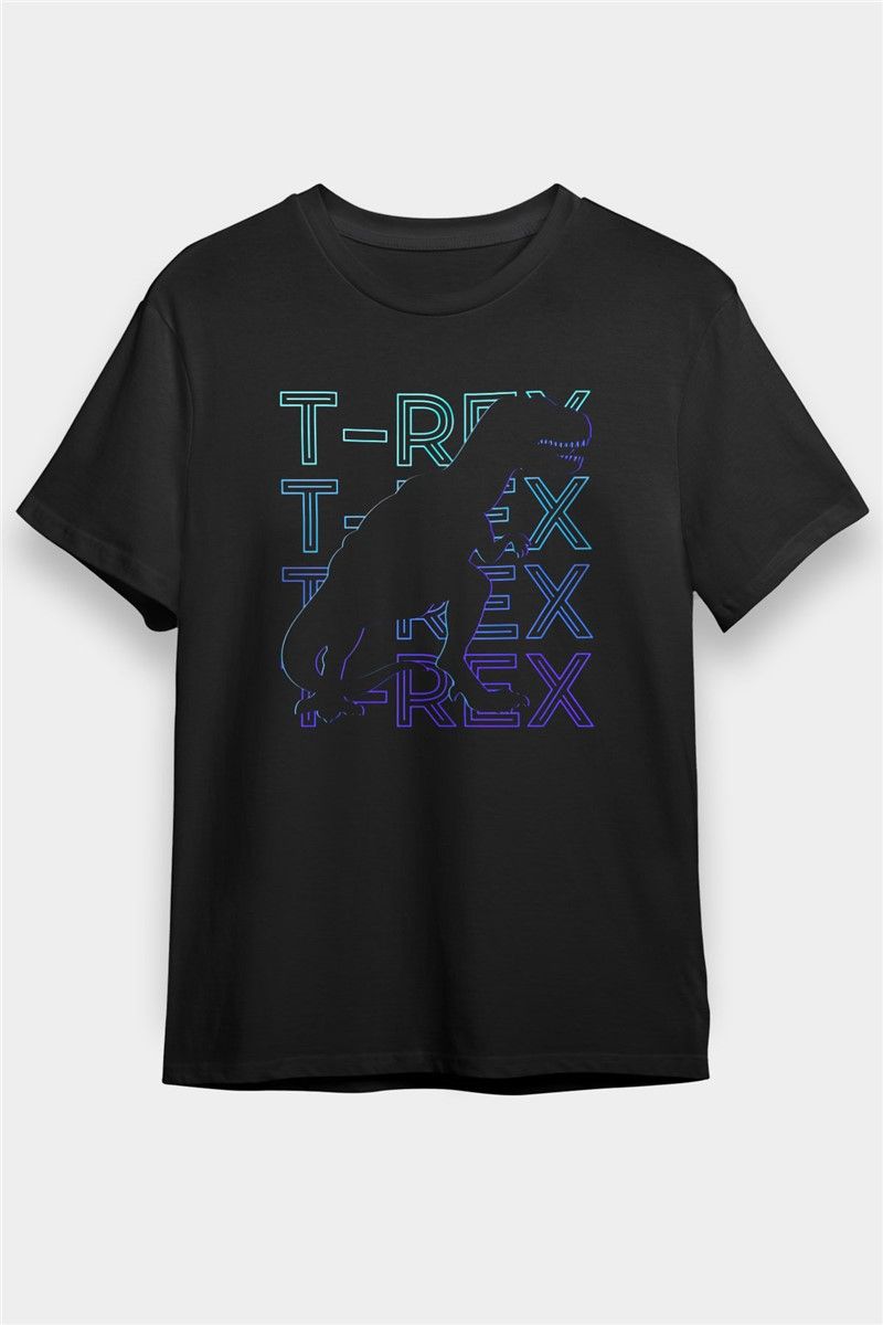 Unisex Print T-Shirt - Black #373754