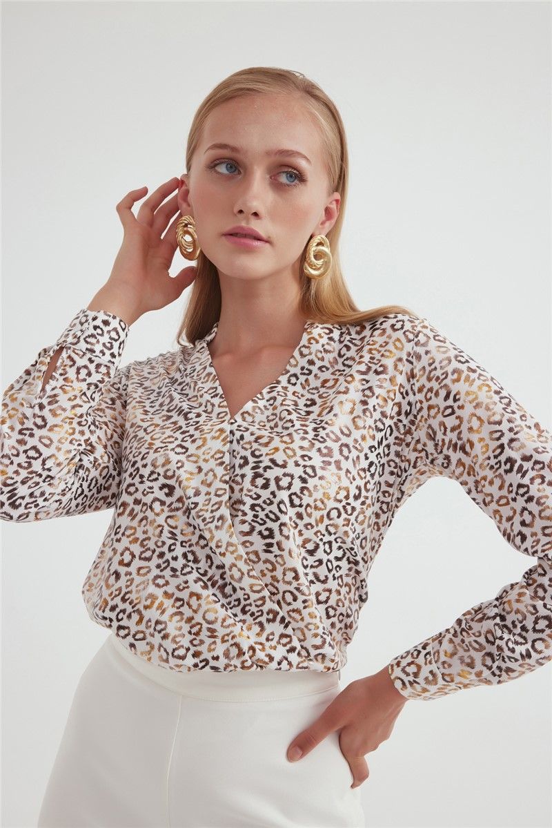 Ženska bluza s leopard printom - Ecru # 309196