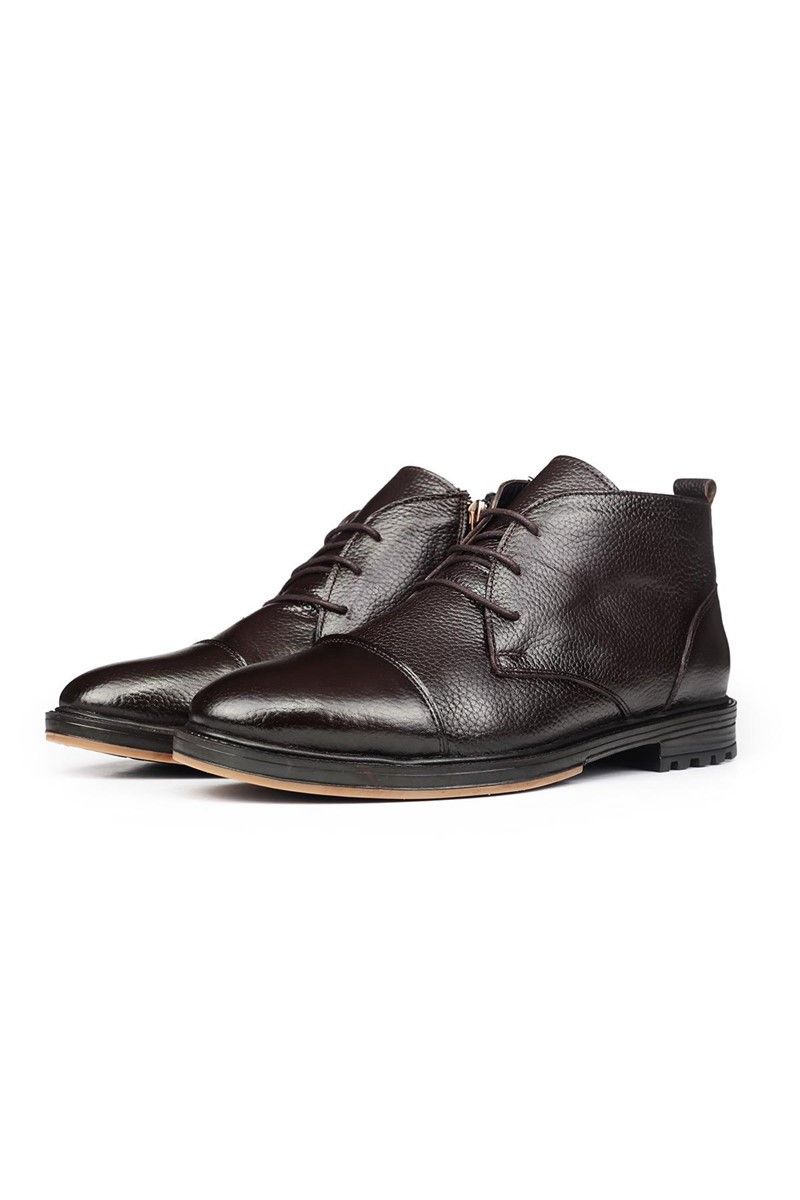 Ducavelli Men's Real Leather Chukka Boots - Dark Brown #316889