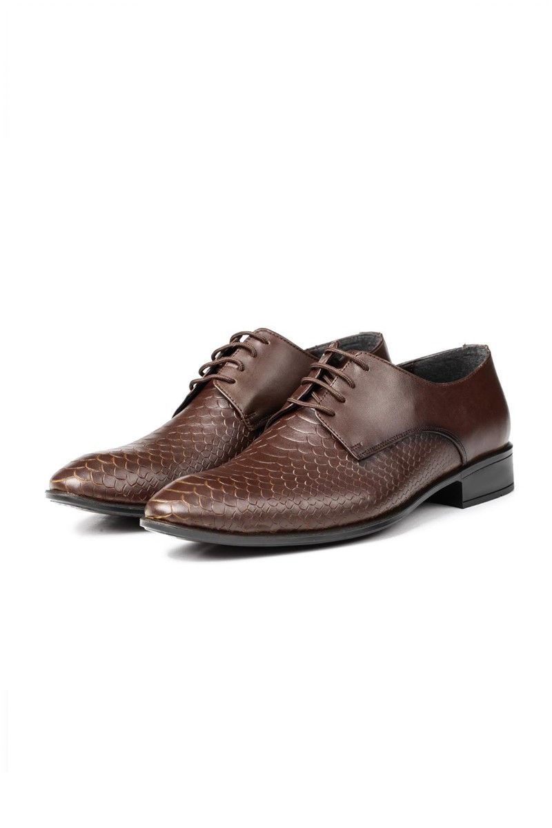 Ducavelli Men's Real Leather Embossed Shoes - Brown #311466