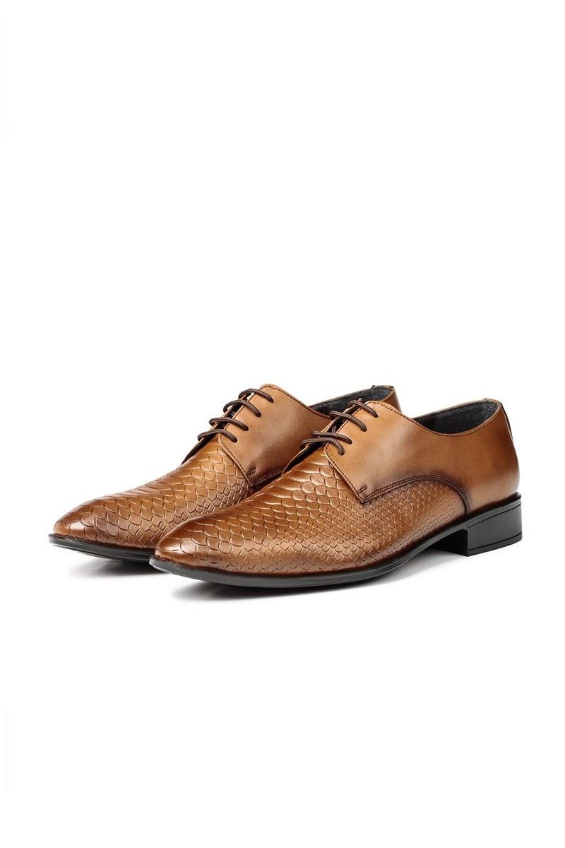 Ducavelli Men's Real Leather Embossed Shoes - Light Brown #311467