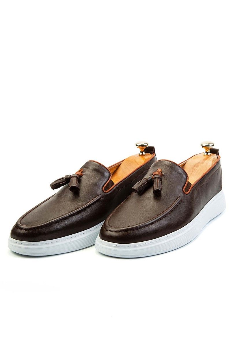 Ducavelli Men's Real Leather Tassel Shoes - Brown #308239