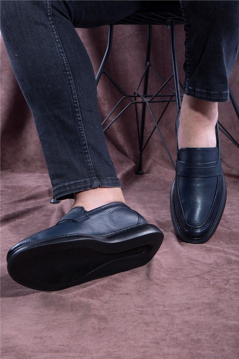 Ducavelli Men's Genuine Leather Casual Shoes - Dark Blue #334626