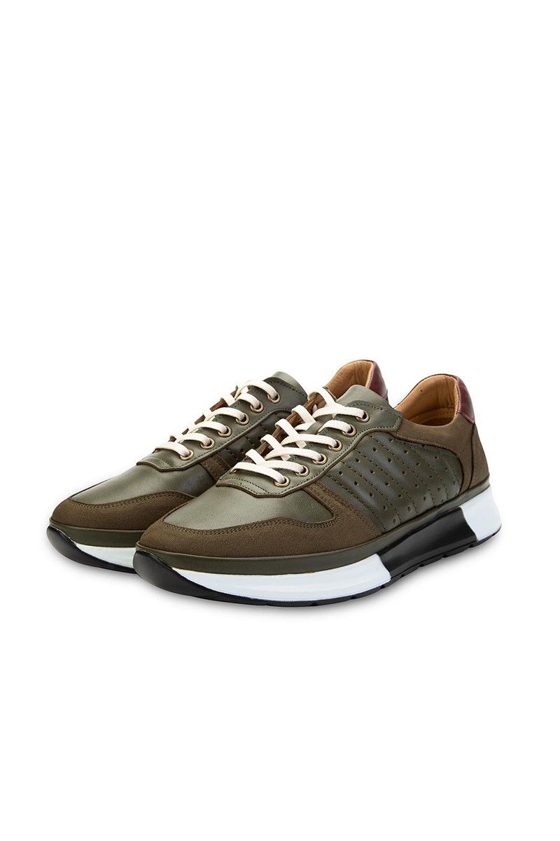 Ducavelli Men's Real Leather Trainers - Green #308266