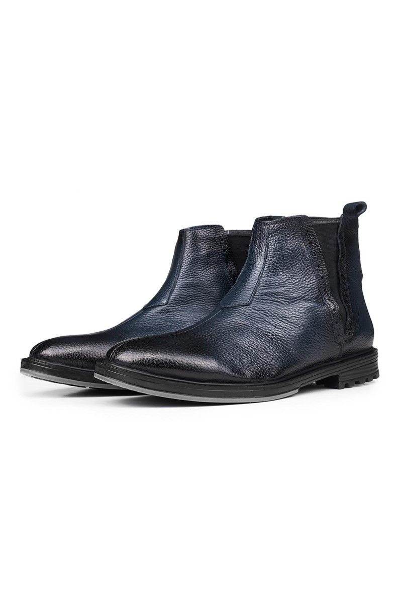 Ducavelli Men's Real Leather Chelsea Boots - Dark Blue #316905