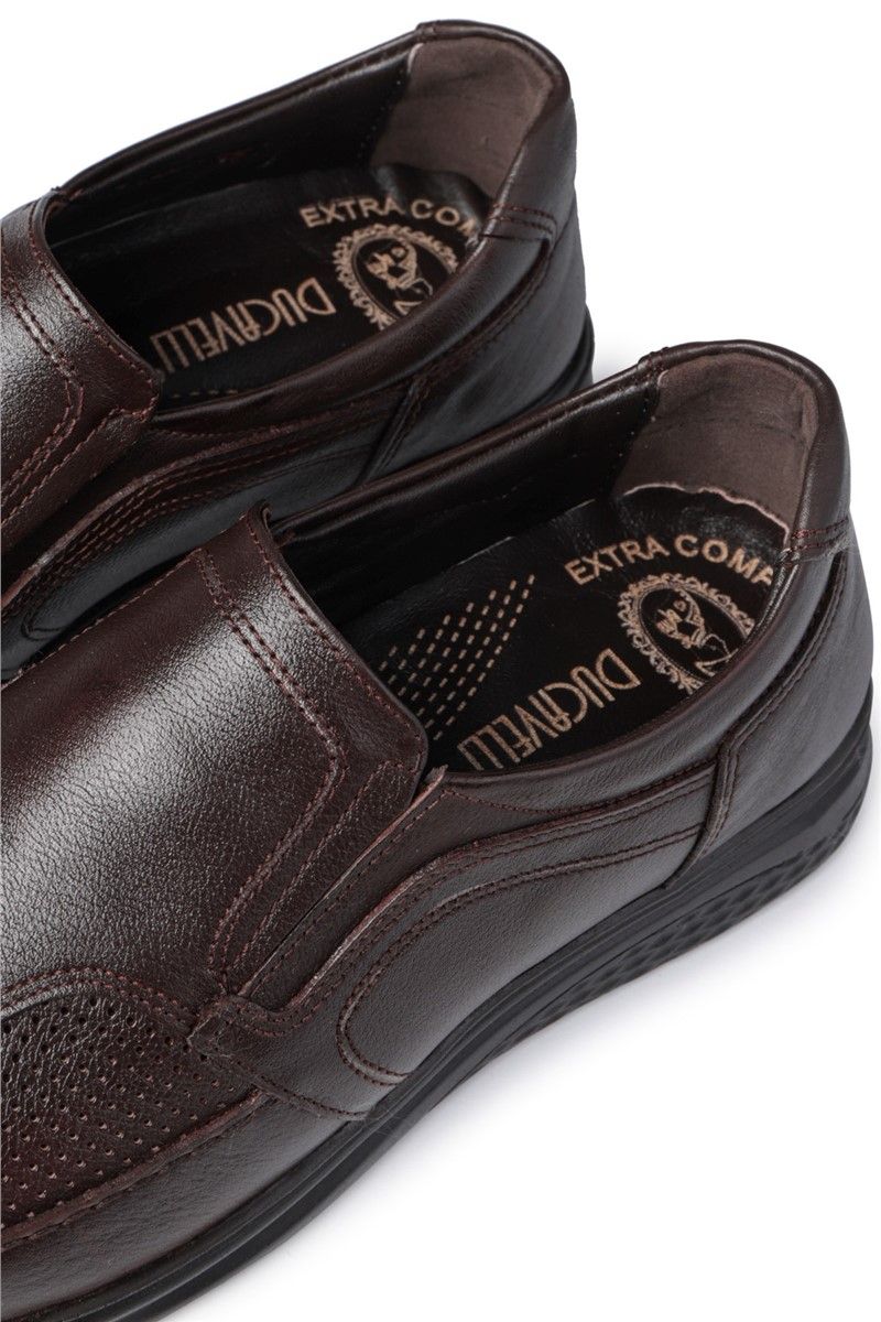 Ducavelli Men's Genuine Leather Casual Shoes - Dark Brown #381616