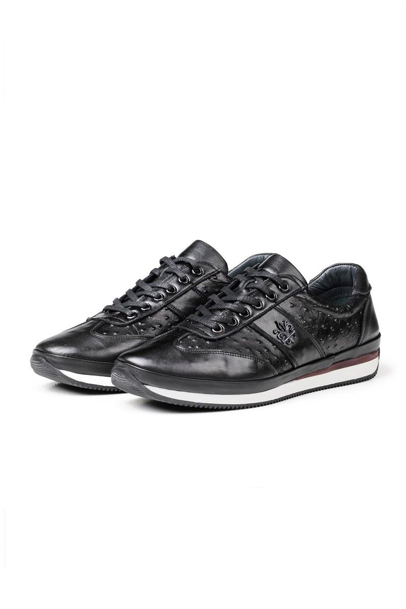 Ducavelli Men's Real Leather Trainers - Black #311486