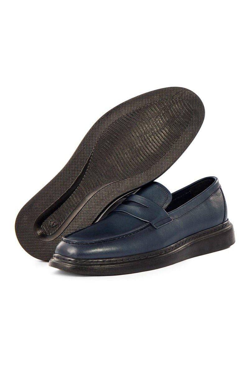 Ducavelli Men's Genuine Leather Shoes - Dark Blue #334619