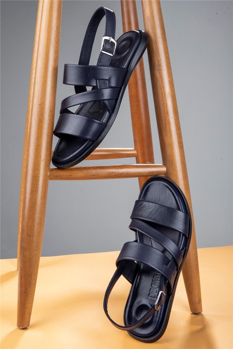 Ducavelli Men's Genuine Leather Sandals - Dark Blue #369432