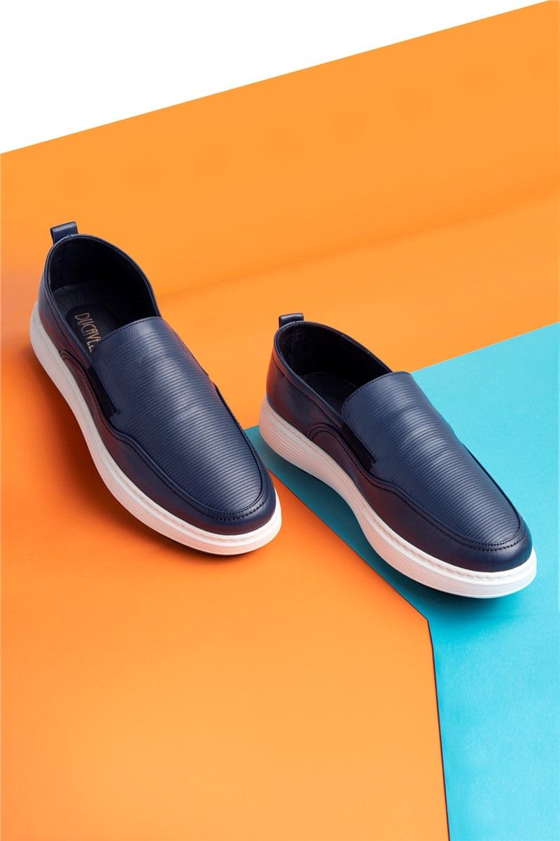 Ducavelli Men's Genuine Leather Shoes - Dark Blue #333201