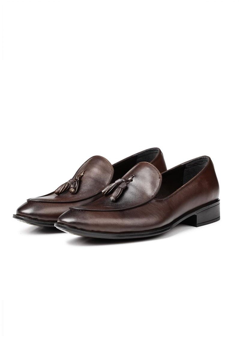Ducavelli Men's Real Leather Tassel Loafers - Brown #311481