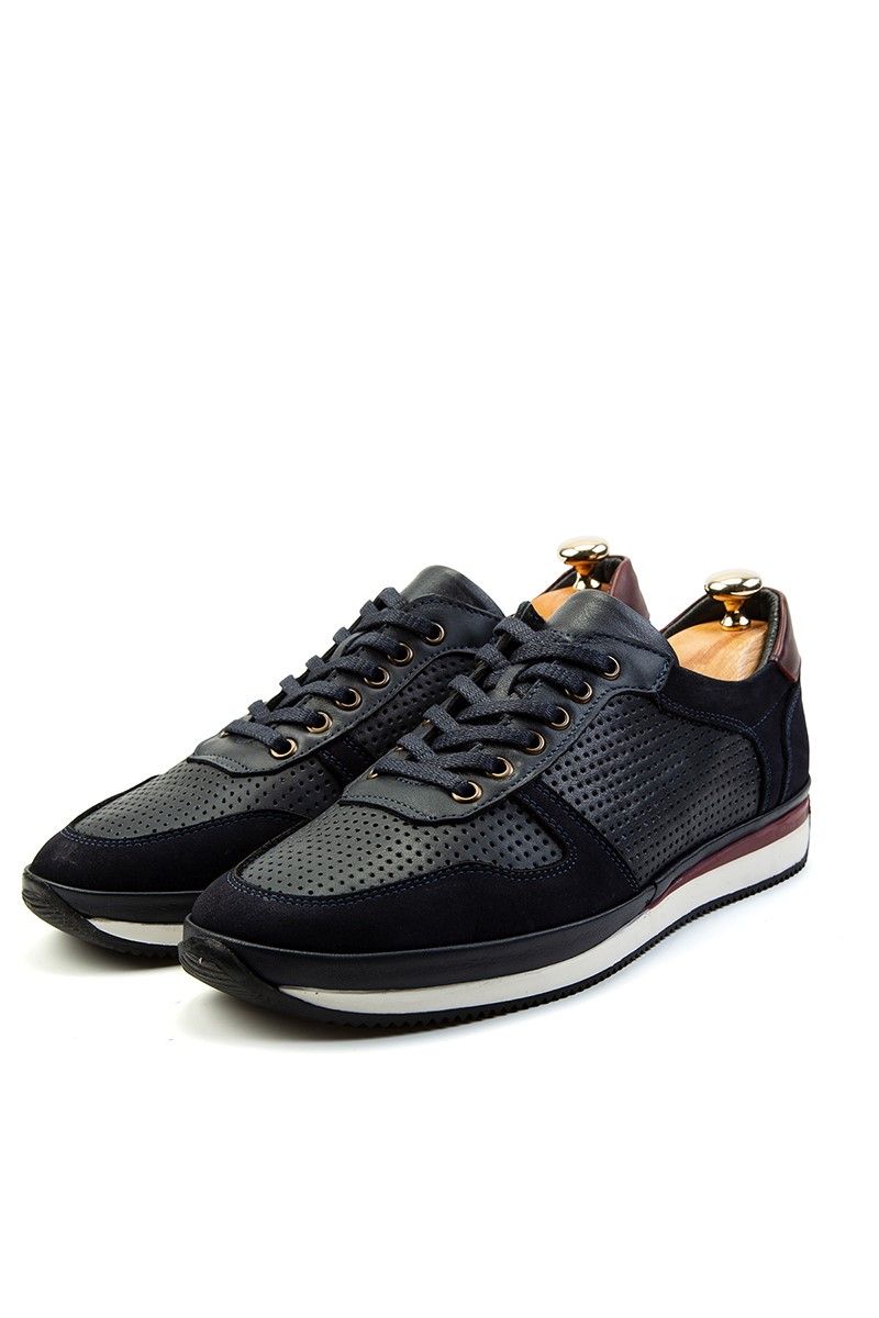 Ducavelli Men's Real Leather Trainers - Dark Blue #308261