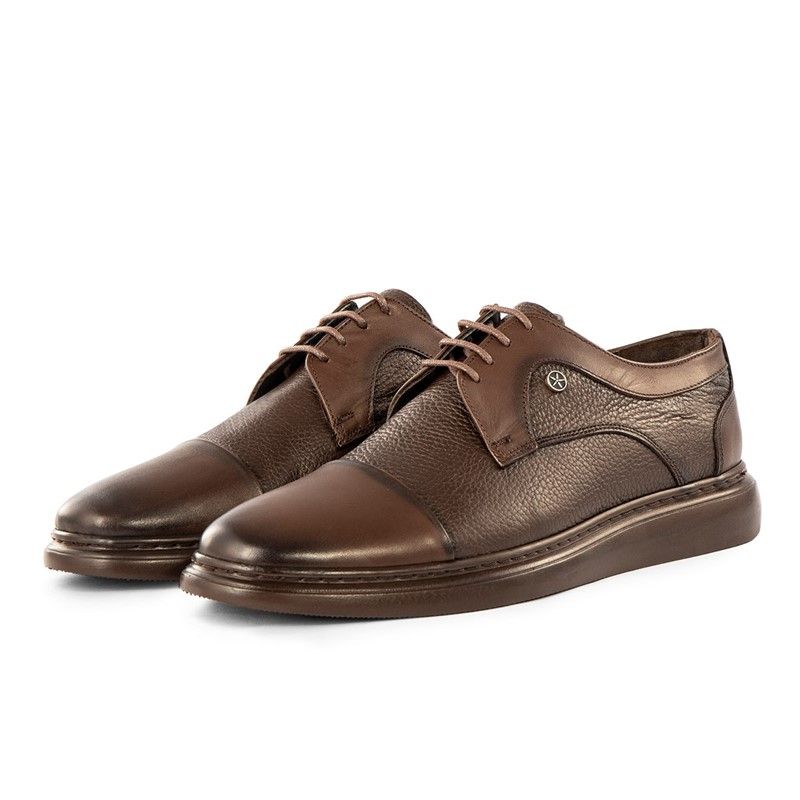 Ducavelli Men's Genuine Leather Casual Shoes - Dark Brown #334622