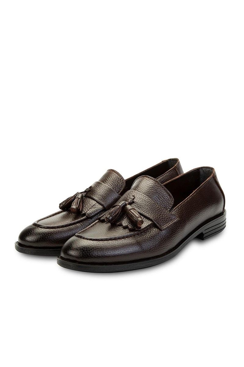 Ducavelli Men's Real Leather Tassel Kiltie Loafers - Brown #308278