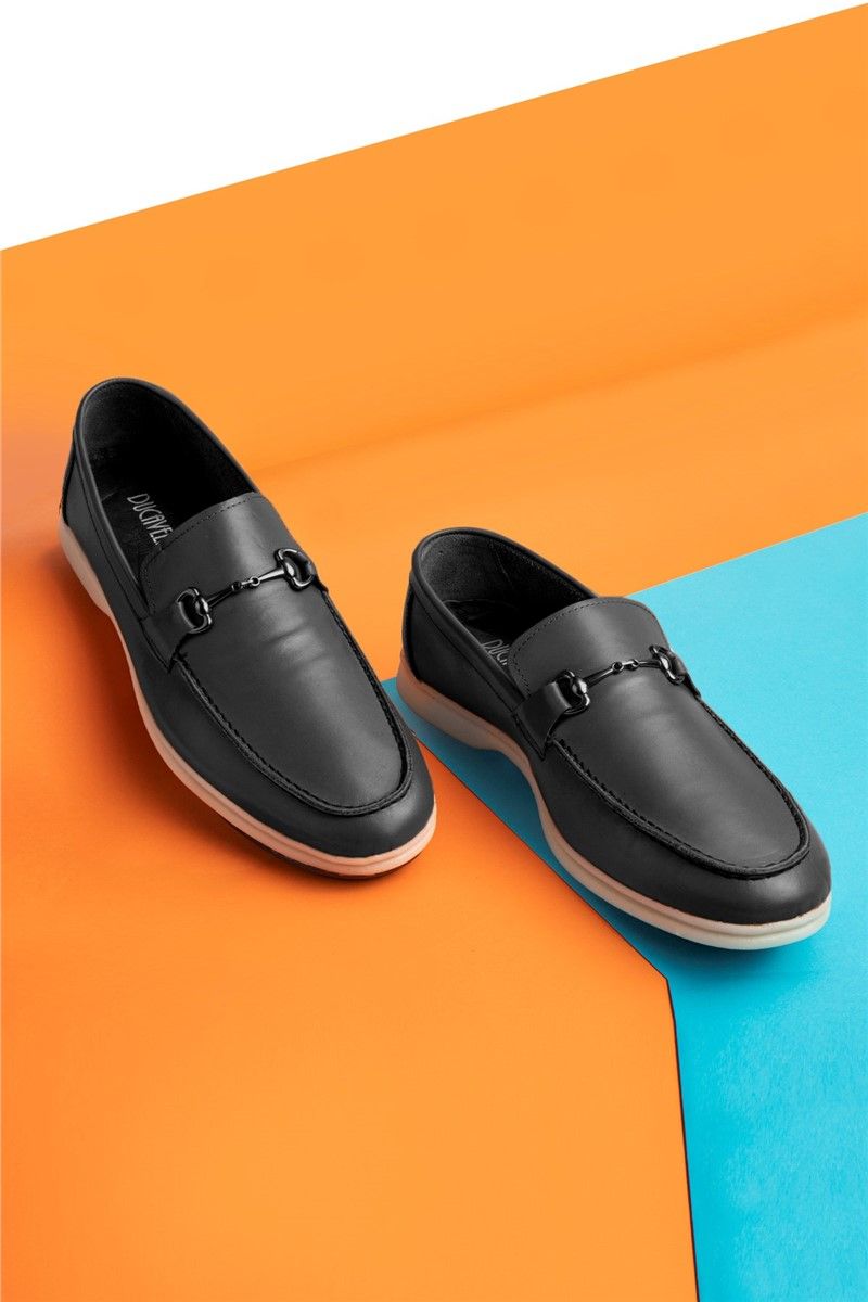 Ducavelli Men's leather shoes - Dark gray #333225