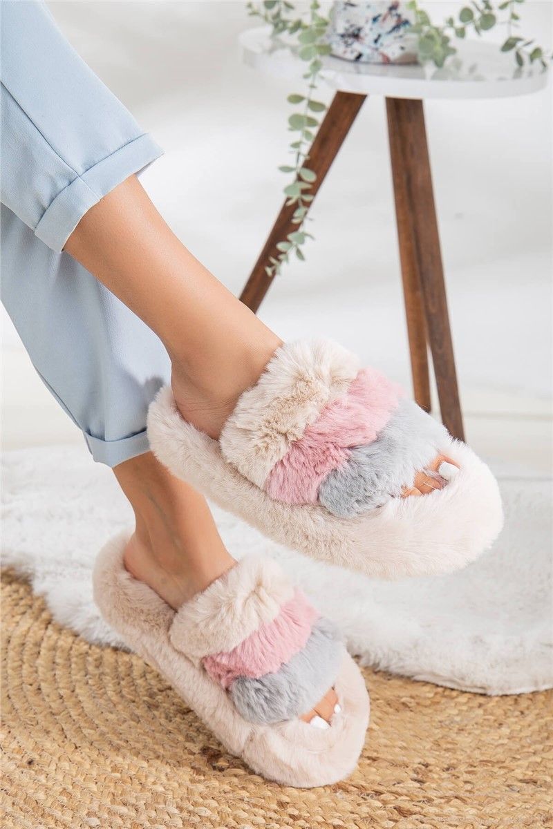 Women's slippers with down - Cream #362356