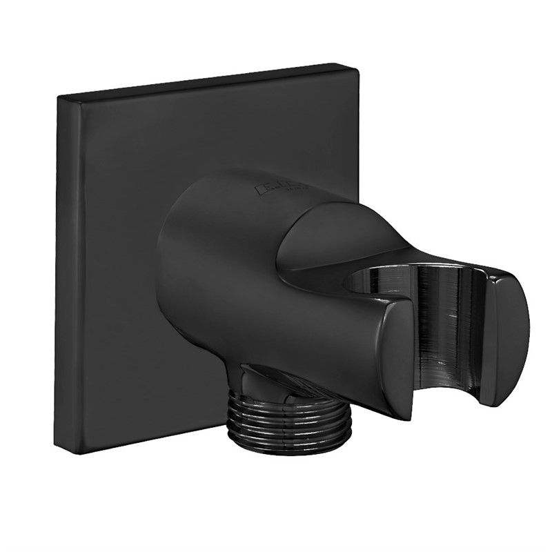 ECA Wall Mounted Shower Elbow with Holder - Matte Black #344497