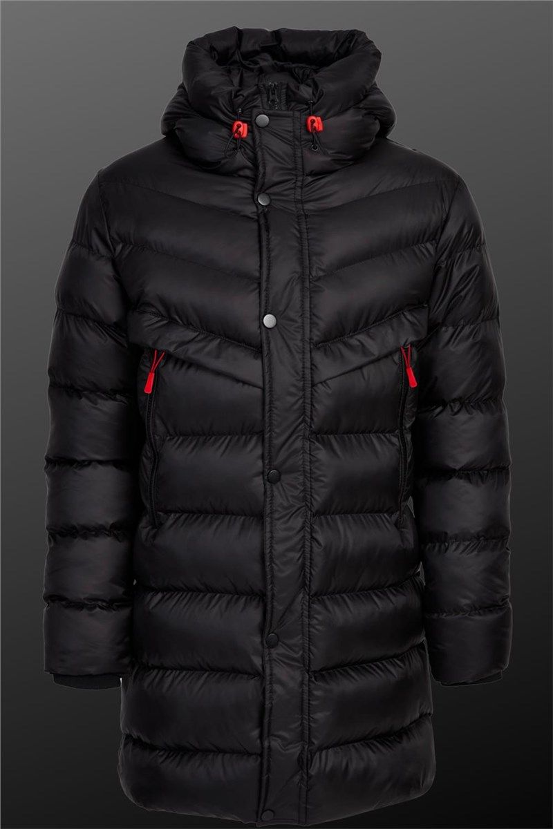 Muška vodootporna i vjetrootporna duga jakna s kapuljačom - Crna #408723